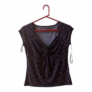 Apt. 9 Black and Pink Patterned Blouse